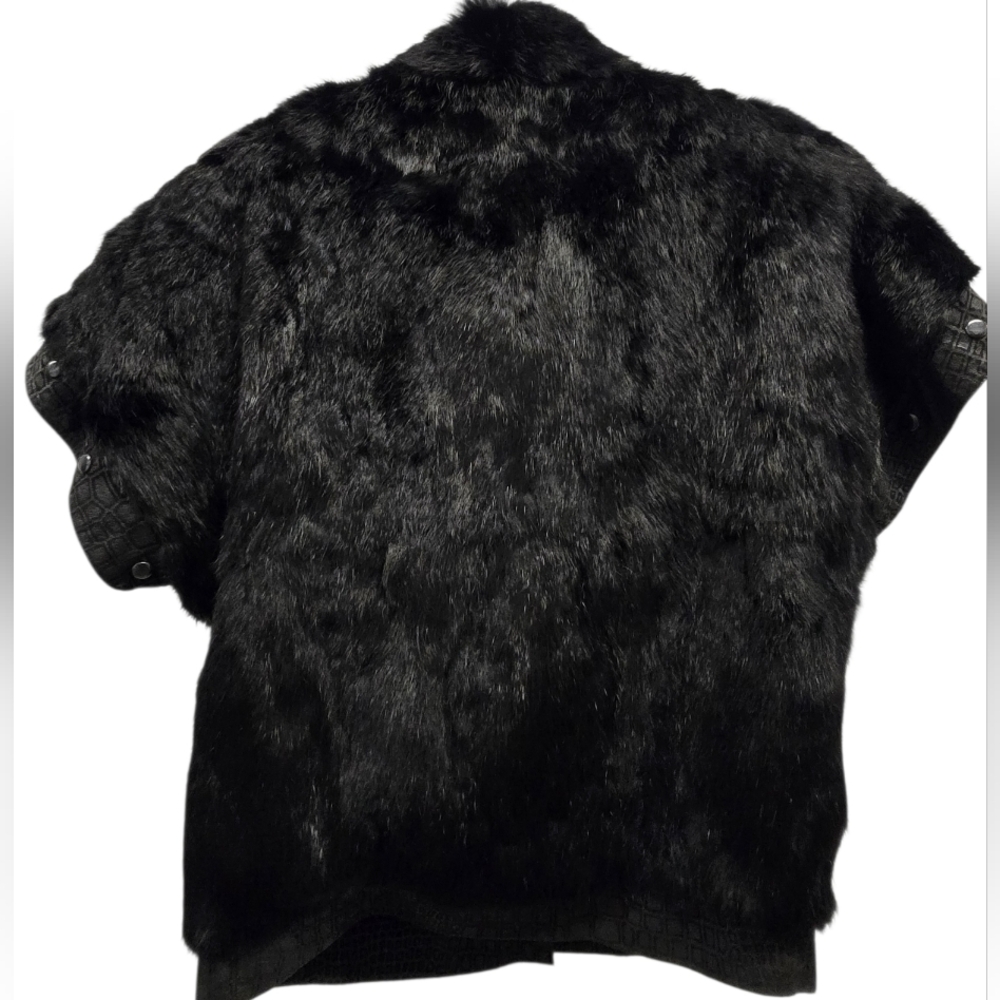 Chosen Furs Fully Lined  Rabbit Fur Black & LeatherVest Small Fur‎ Origin France - Picture 2 of 13